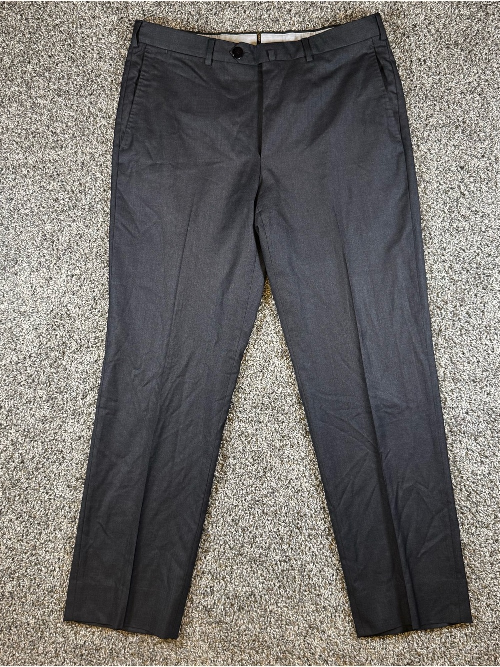 Ermenegildo Zegna Men’s 34x29.5 Charcoal Gray Dress Trousers Rayon Stretch